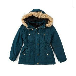 Cutie's Fashion Youth Green Anorak Faux Fur trim Hooded Green Jacket Size 4 Cute